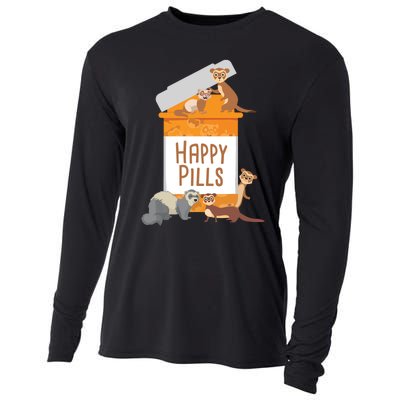 Happy Pills Ferret Zoo Animal Lover Pet Owner Cooling Performance Long Sleeve Crew