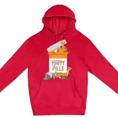 Happy Pills Ferret Zoo Animal Lover Pet Owner Premium Pullover Hoodie