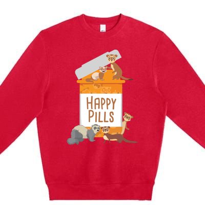 Happy Pills Ferret Zoo Animal Lover Pet Owner Premium Crewneck Sweatshirt