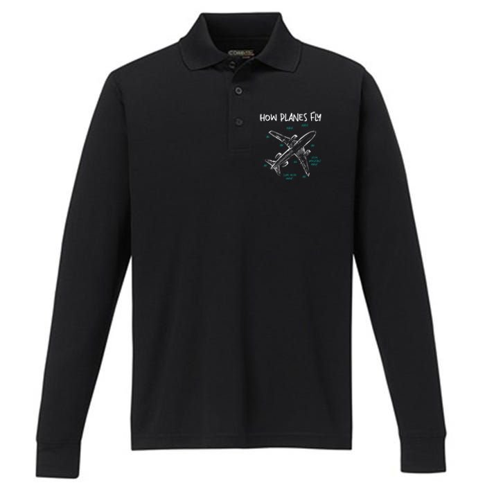 How Planes Fly Aerospace Engineer Aeronautical Engineering Performance Long Sleeve Polo