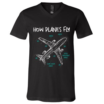How Planes Fly Aerospace Engineer Aeronautical Engineering V-Neck T-Shirt