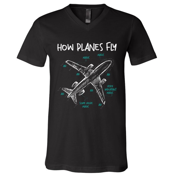 How Planes Fly Aerospace Engineer Aeronautical Engineering V-Neck T-Shirt