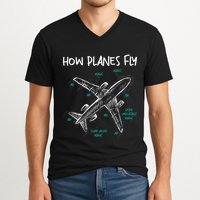 How Planes Fly Aerospace Engineer Aeronautical Engineering V-Neck T-Shirt