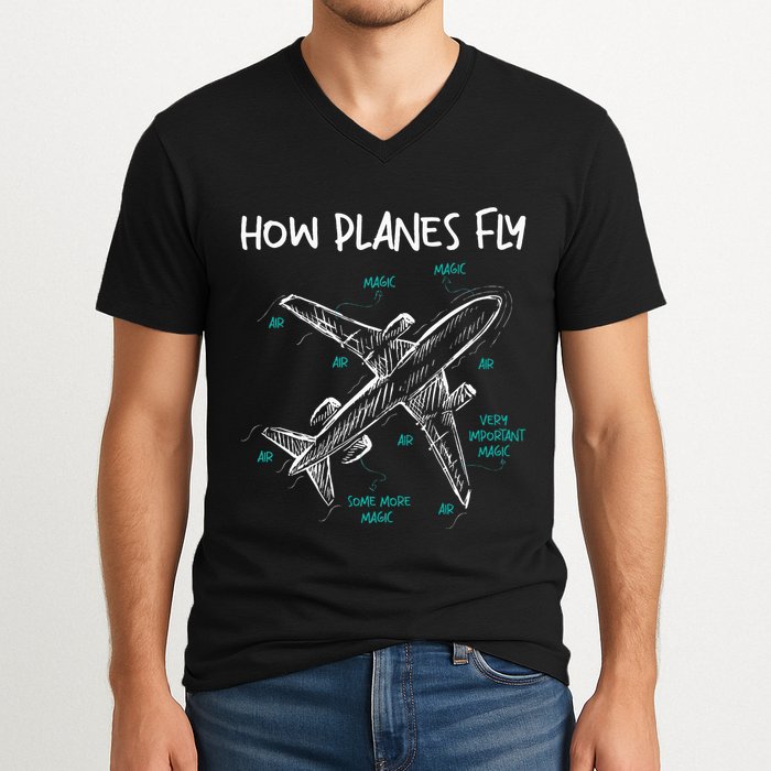 How Planes Fly Aerospace Engineer Aeronautical Engineering V-Neck T-Shirt