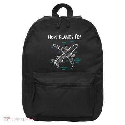 How Planes Fly Aerospace Engineer Aeronautical Engineering 16 in Basic Backpack