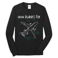 How Planes Fly Aerospace Engineer Aeronautical Engineering Tall Long Sleeve T-Shirt