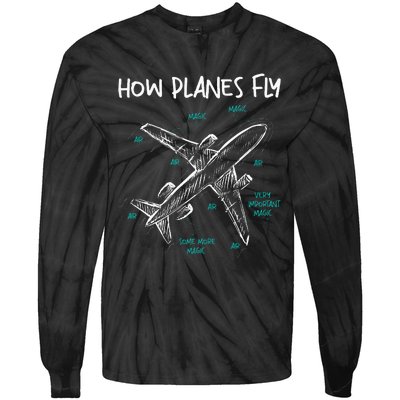 How Planes Fly Aerospace Engineer Aeronautical Engineering Tie-Dye Long Sleeve Shirt