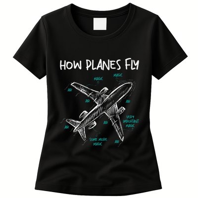 How Planes Fly Aerospace Engineer Aeronautical Engineering Womens T-Shirt