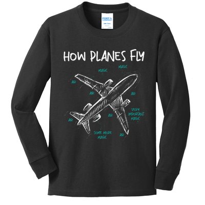 How Planes Fly Aerospace Engineer Aeronautical Engineering Kids Long Sleeve Shirt