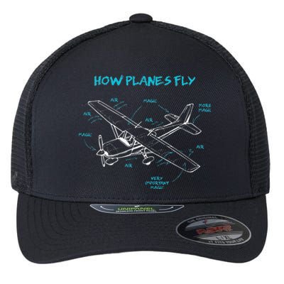 How Planes Fly Funny Aviation Gift RC Plane Pilot Flexfit Unipanel Trucker Cap