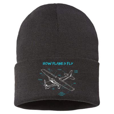 How Planes Fly Funny Aviation Gift RC Plane Pilot Sustainable Knit Beanie