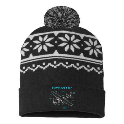 How Planes Fly Funny Aviation Gift RC Plane Pilot USA-Made Snowflake Beanie