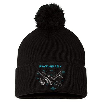 How Planes Fly Funny Aviation Gift RC Plane Pilot Pom Pom 12in Knit Beanie