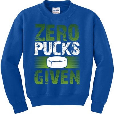 Hockey Player Funny Zero Pucks Given Meaningful Gift Kids Sweatshirt