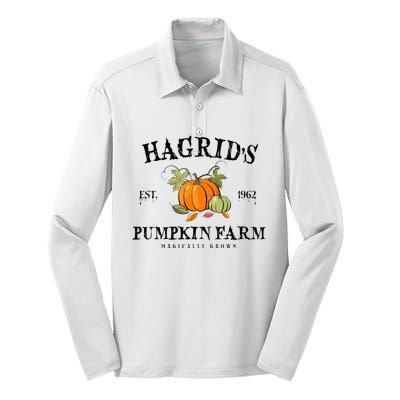 HagridS Pumpkin Farm Fall Autumn Pumpkin Garden Silk Touch Performance Long Sleeve Polo