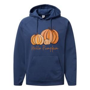 Hello Pumpkin Fall Halloween Graphic Performance Fleece Hoodie