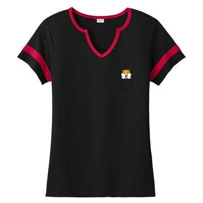 Hamster Pocket Funny Hamster Kawaii Ladies Halftime Notch Neck Tee