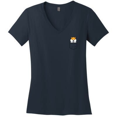 Hamster Pocket Funny Hamster Kawaii Women's V-Neck T-Shirt