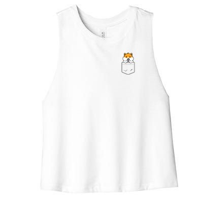 Hamster Pocket Funny Hamster Kawaii Women's Racerback Cropped Tank