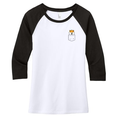 Hamster Pocket Funny Hamster Kawaii Women's Tri-Blend 3/4-Sleeve Raglan Shirt