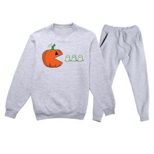 Halloween Pumpkin Funny Ghosts Boy Women Premium Crewneck Sweatsuit Set