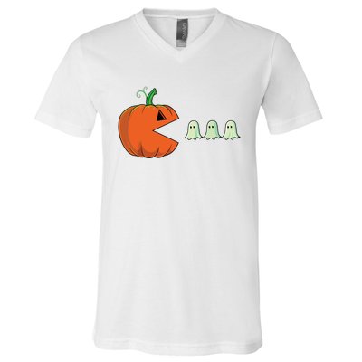 Halloween Pumpkin Funny Ghosts Boy Women V-Neck T-Shirt