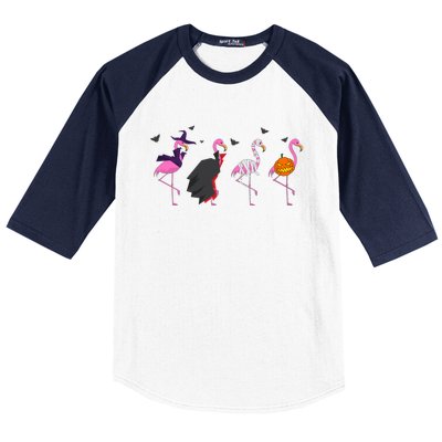 Halloween Pink Flamingo Costume Witch Vampire Mummy Jack Gift Baseball Sleeve Shirt