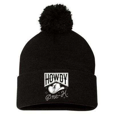 Howdy Prek For The First Day Of School Pom Pom 12in Knit Beanie