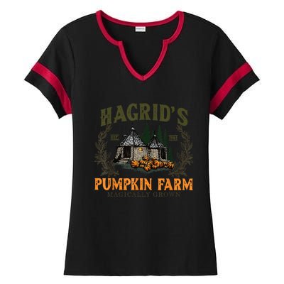 Hagrids Pumpkin Farm Magically Grown Halloween Spooky Season Ladies Halftime Notch Neck Tee