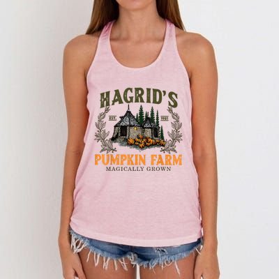 Hagrids Pumpkin Farm Magically Grown Halloween Spooky Season Women's Knotted Racerback Tank