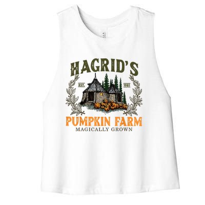 Hagrids Pumpkin Farm Magically Grown Halloween Spooky Season Women's Racerback Cropped Tank