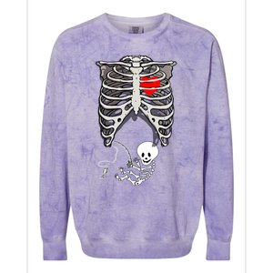 Halloween Pregnancy Fishing Skeleton Dad Mom Costume Cool Gift Colorblast Crewneck Sweatshirt