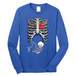 Halloween Pregnancy Fishing Skeleton Dad Mom Costume Cool Gift Long Sleeve Shirt