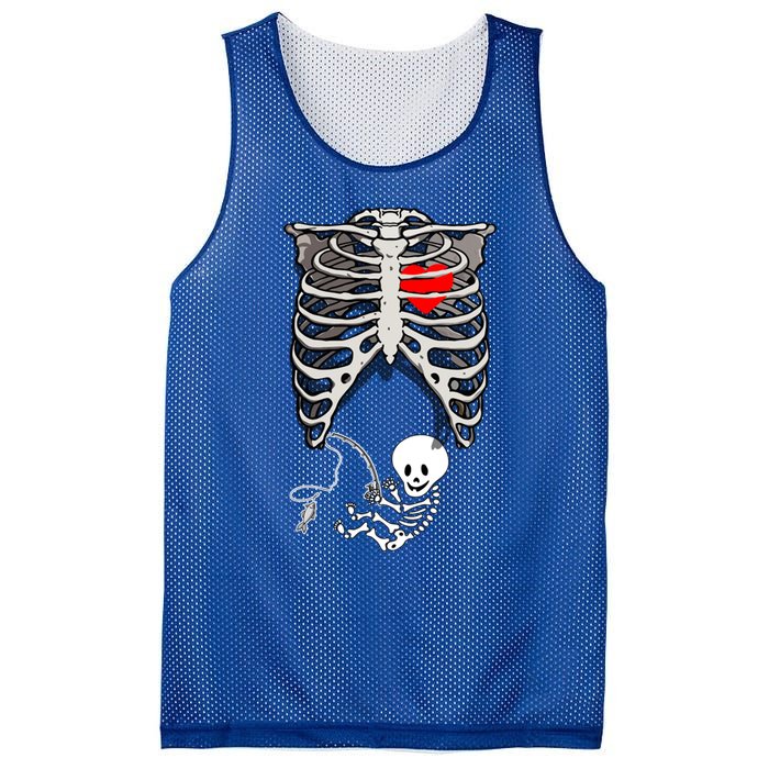 Halloween Pregnancy Fishing Skeleton Dad Mom Costume Cool Gift Mesh Reversible Basketball Jersey Tank