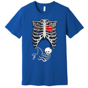 Halloween Pregnancy Fishing Skeleton Dad Mom Costume Cool Gift Premium T-Shirt