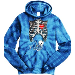 Halloween Pregnancy Fishing Skeleton Dad Mom Costume Cool Gift Tie Dye Hoodie