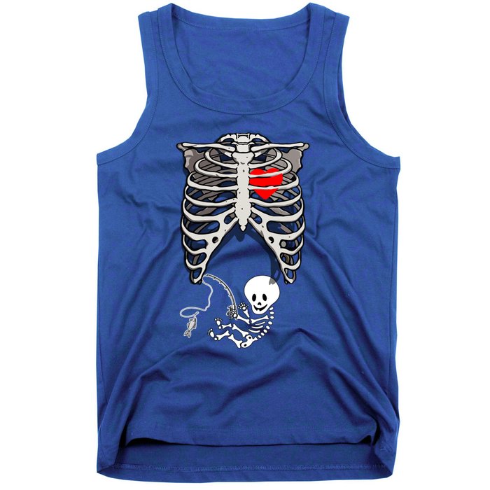 Halloween Pregnancy Fishing Skeleton Dad Mom Costume Cool Gift Tank Top