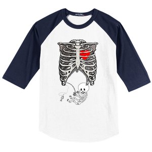 Halloween Pregnancy Fishing Skeleton Dad Mom Costume Cool Gift Baseball Sleeve Shirt