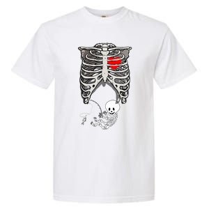 Halloween Pregnancy Fishing Skeleton Dad Mom Costume Cool Gift Garment-Dyed Heavyweight T-Shirt