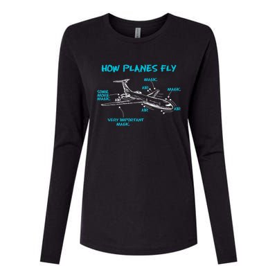 How Planes Fly Funny Aerospace Engineer Engineering Womens Cotton Relaxed Long Sleeve T-Shirt