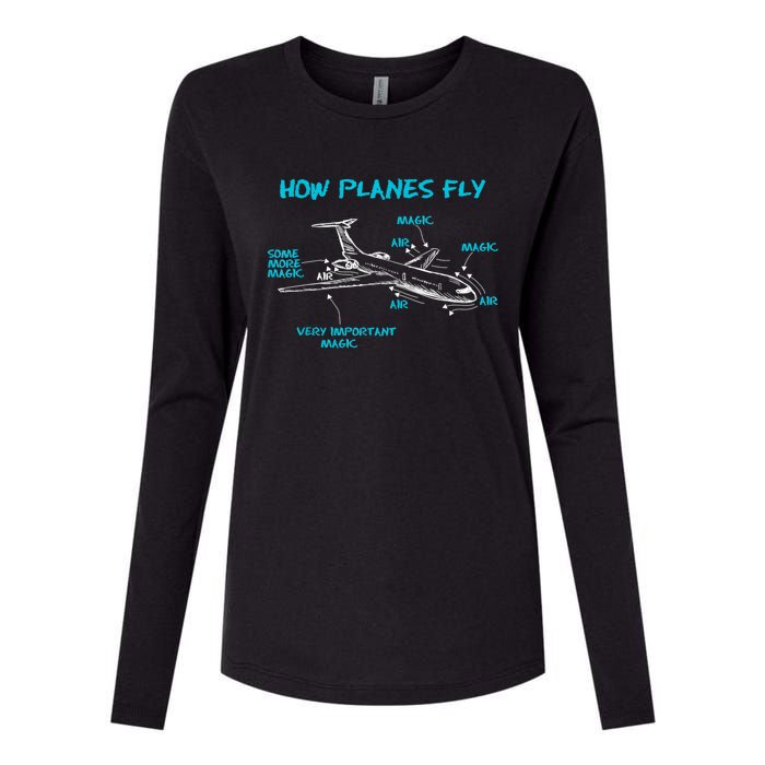 How Planes Fly Funny Aerospace Engineer Engineering Womens Cotton Relaxed Long Sleeve T-Shirt