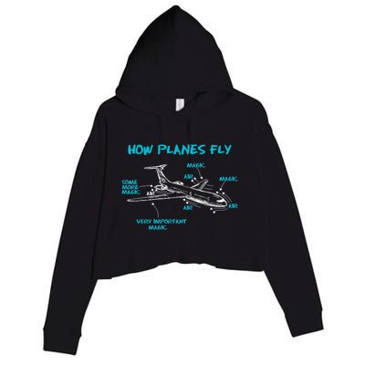 How Planes Fly Funny Aerospace Engineer Engineering Crop Fleece Hoodie