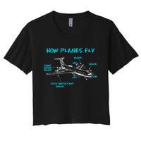 How Planes Fly Funny Aerospace Engineer Engineering Women's Crop Top Tee