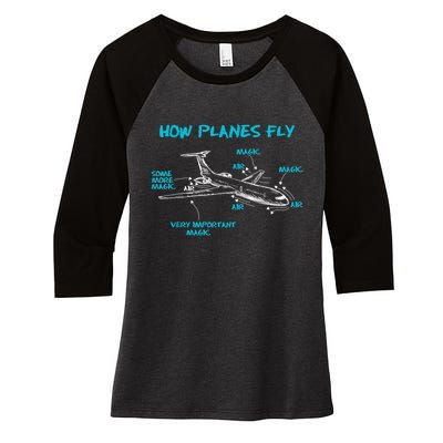 How Planes Fly Funny Aerospace Engineer Engineering Women's Tri-Blend 3/4-Sleeve Raglan Shirt