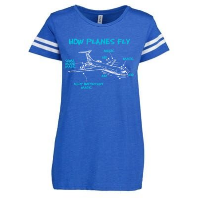 How Planes Fly Funny Aerospace Engineer Engineering Enza Ladies Jersey Football T-Shirt