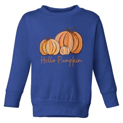 Hello Pumpkin Fall Halloween Graphic Gift Toddler Sweatshirt