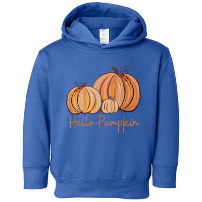 Hello Pumpkin Fall Halloween Graphic Gift Toddler Hoodie