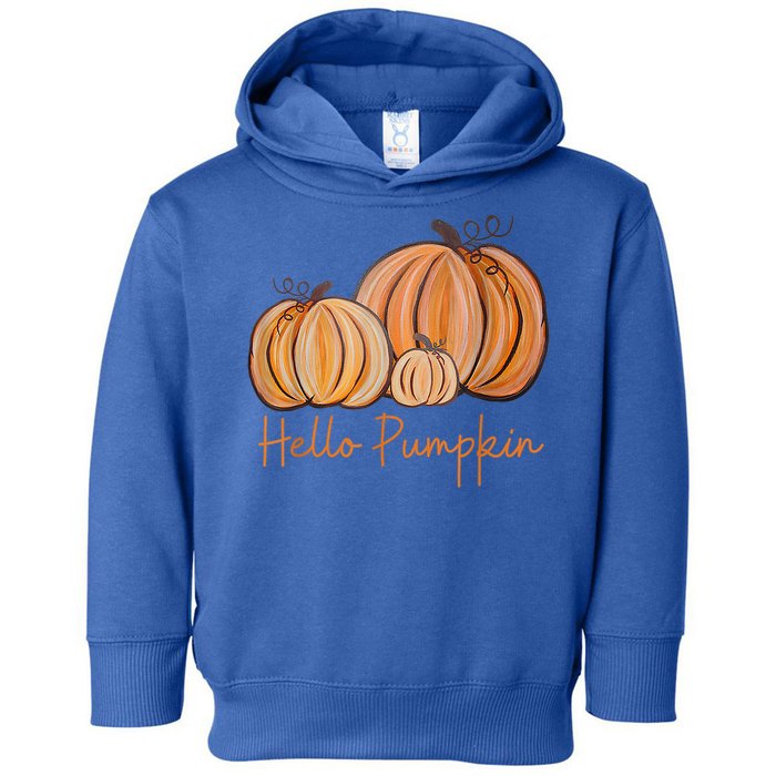 Hello Pumpkin Fall Halloween Graphic Gift Toddler Hoodie