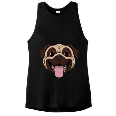 Happy Pug Funny Tongue Ladies PosiCharge Tri-Blend Wicking Tank