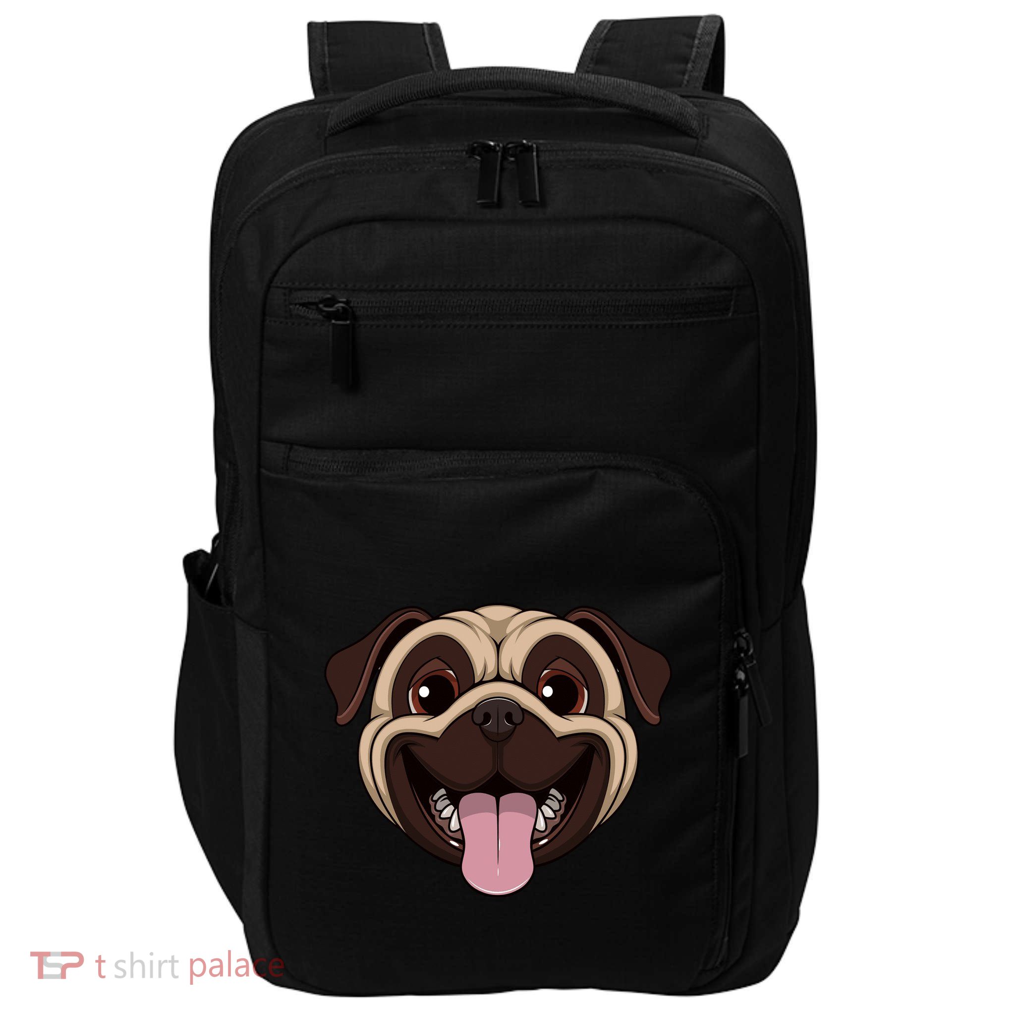 Happy Pug Funny Tongue Impact Tech Backpack
